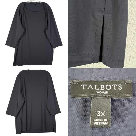 Talbots Tops - Talbots Top Plus Size Women’s 3X Popover Blouse Navy Blue Stretch Knit